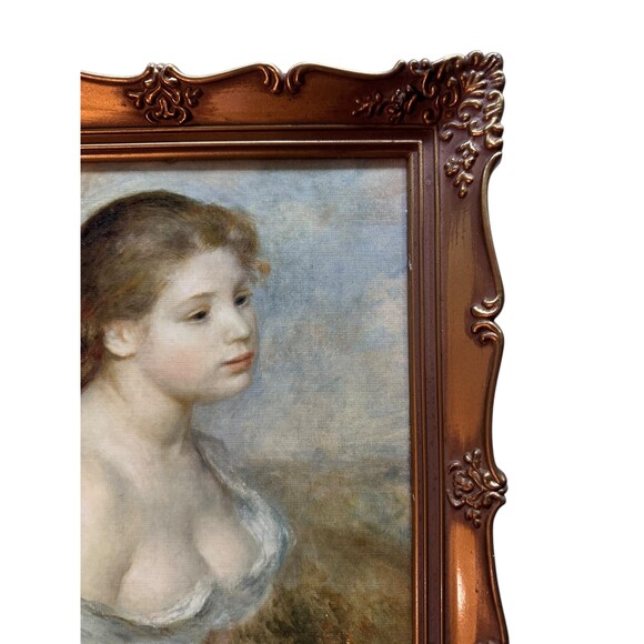 Vintage Renoir Print "Young Girl with Flowers" Wall Decor Framed 9"x11" - Picture 3 of 6